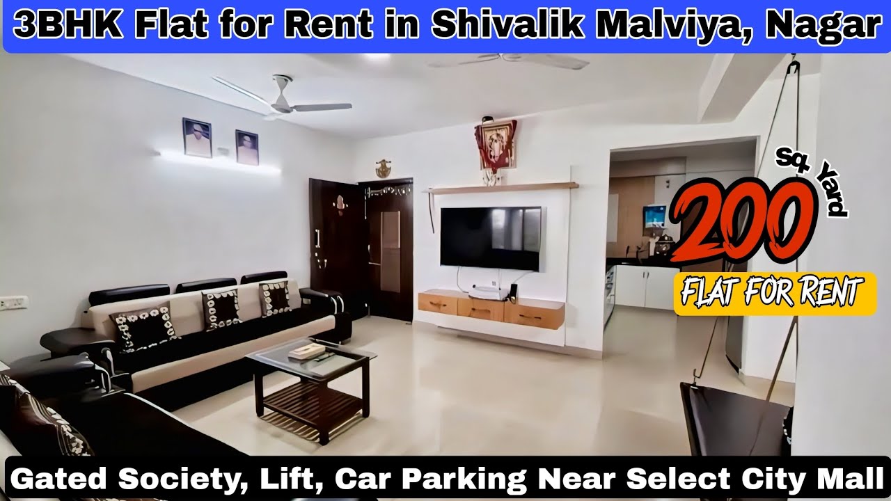 3BHK Flat for Rent | Shivalik Malviya Nagar Delhi | Gated Society with Lift & Parking