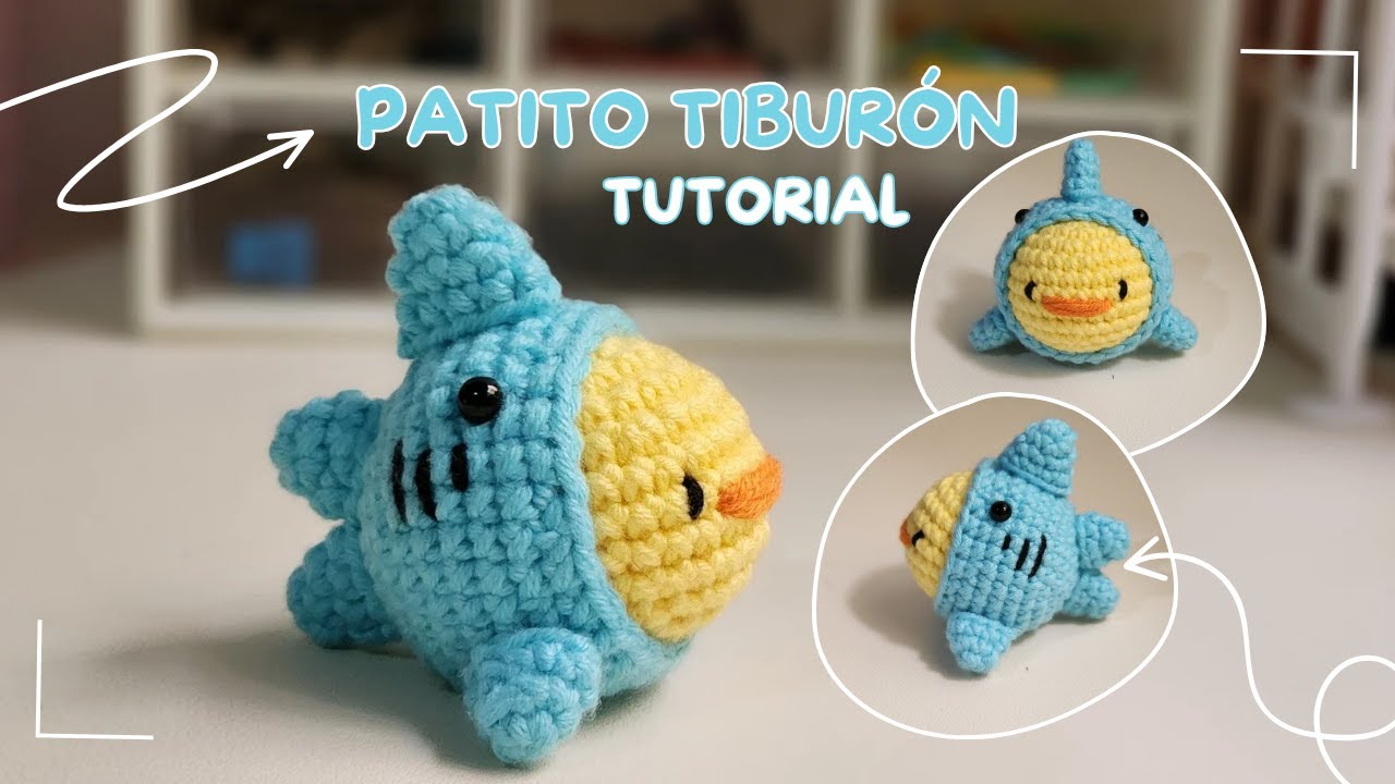 PATITO TIBURON 🦈 a crochet🧶| Tutorial de patito paso a paso✨