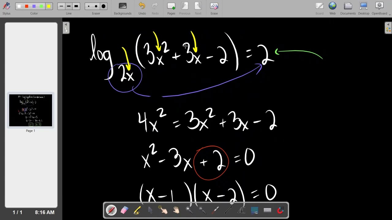 Log Equations (with variable bases)