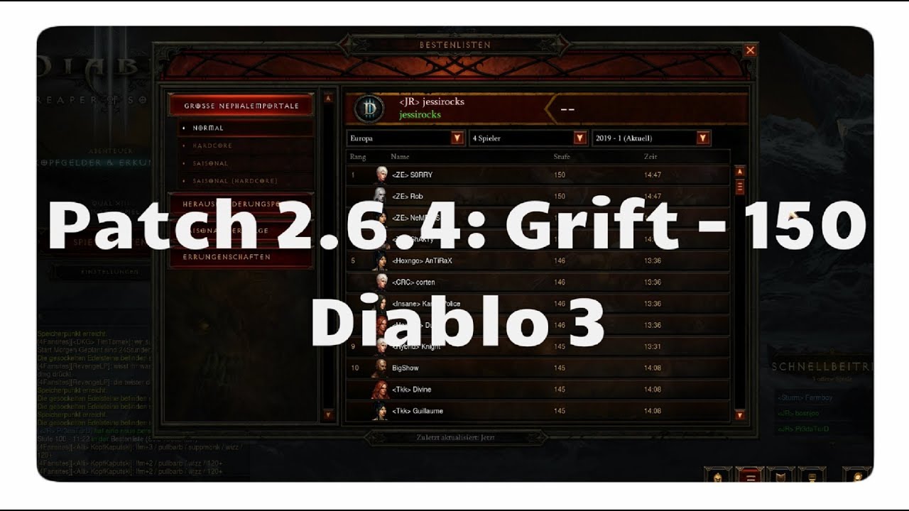 Diablo 3 - Patch 2.6.4: Die ersten Spieler erreichen Grift 150