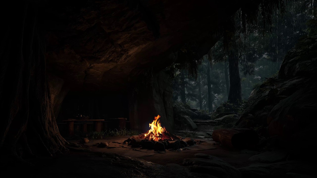 Uma Noite Fria E Chuvosa Com O Crepitar Da Lareira 🌧️ Perfeita Para Um Sono Profundo E Sem Stress