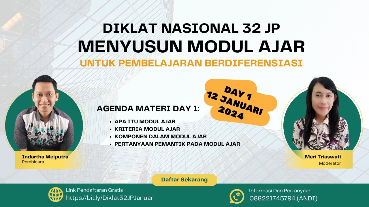 DAY 1 DIKLAT 32 JP MENYUSUN MODUL AJAR UNTUK PEMBELAJARAN BERDIFERENSIASI