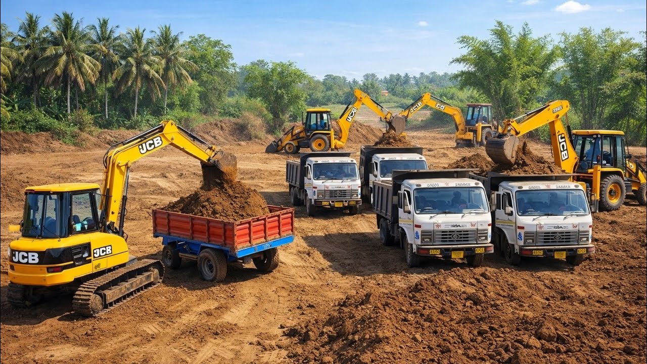 JCB Chain Machine & Tata 2516 6x4 Truck | Heavy Soil Excavation & Loading Video | मिट्टी खुदाई मशीन 