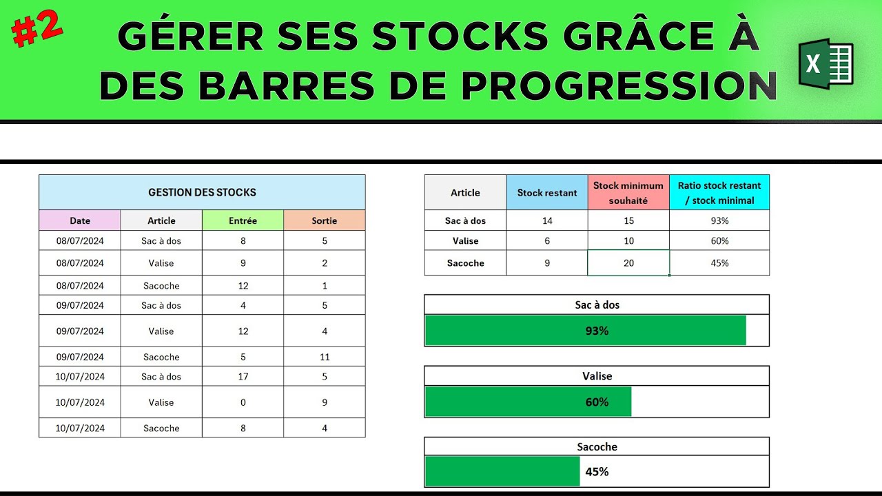 #2 Comment je gère mes stocks sur Excel ? - via la barre de progression