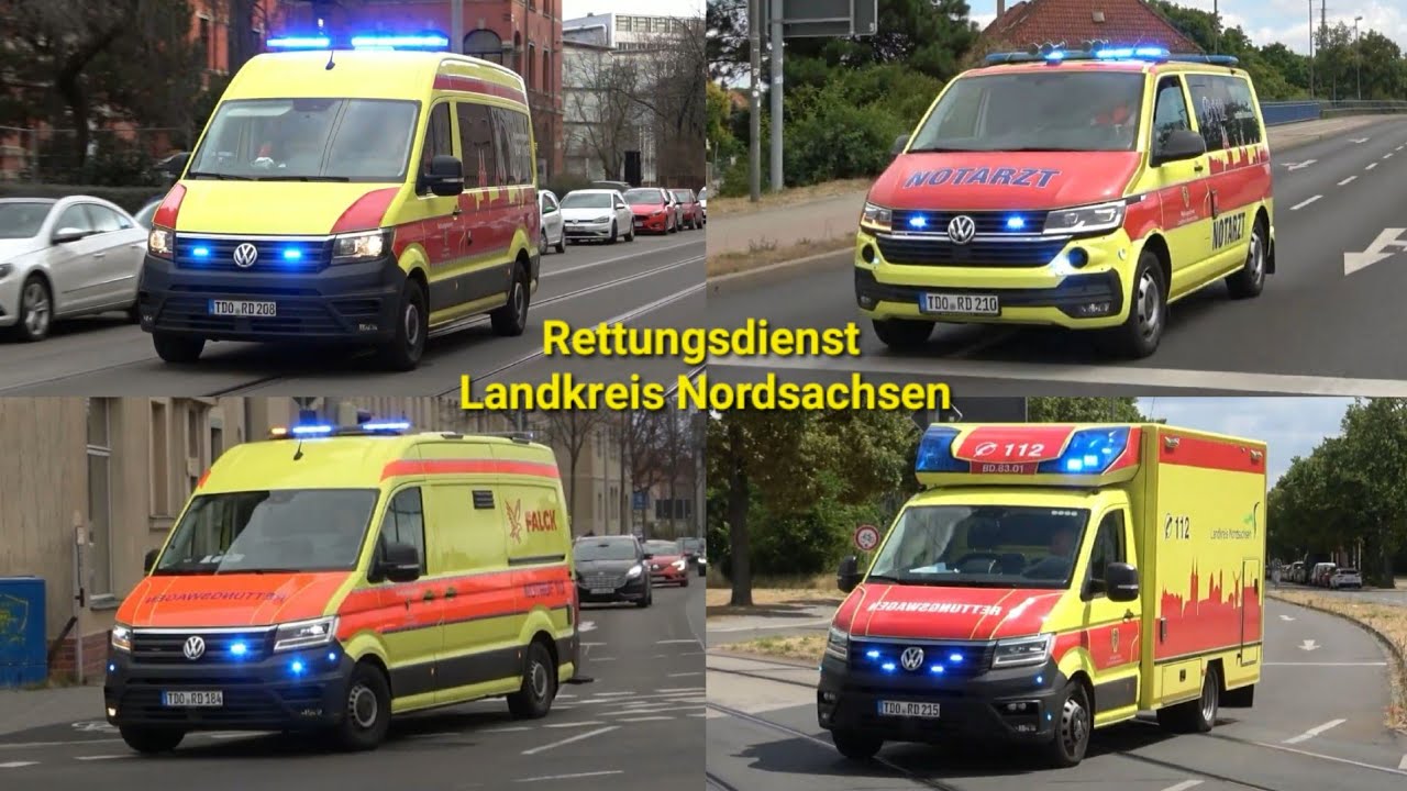 Rettungsdienst Landkreis Nordsachsen - Einsatzfahrten Zusammenschnitt | RTW, KTW und NEF