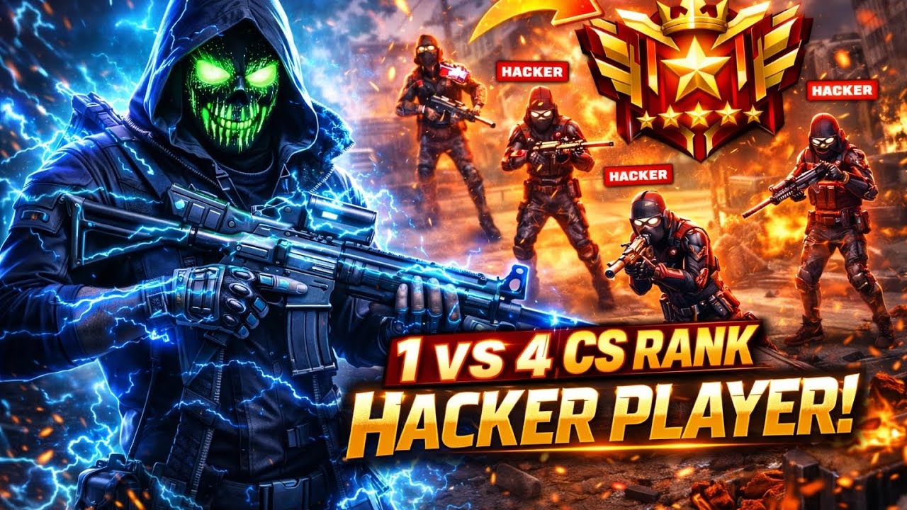 1vs4 cs rank hacker player😱 Grandmaster rank push CS rank hacker