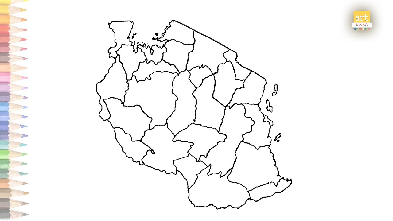 Tanzania map outline | How to draw Tanzania map step by step | Map drawing | Outline drawings