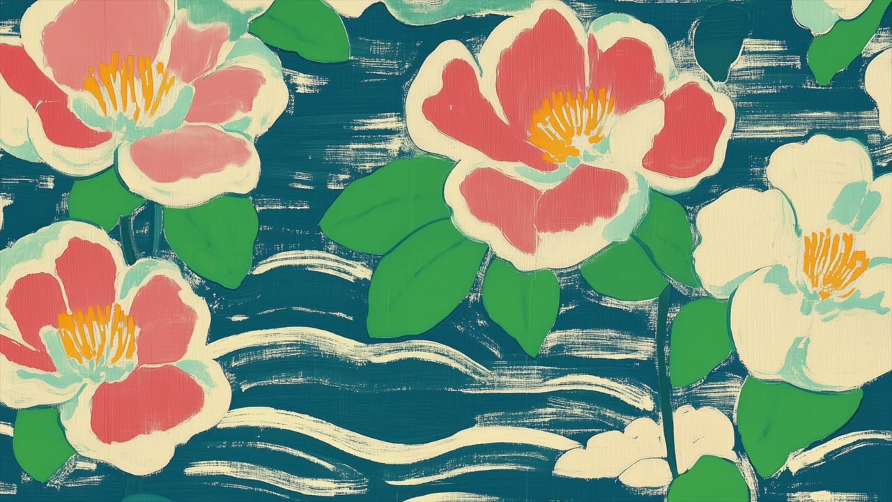 Abstract Japanese Wave Wallpaper Art Screensaver for Frame TV Decor | No Music | 3 Hours