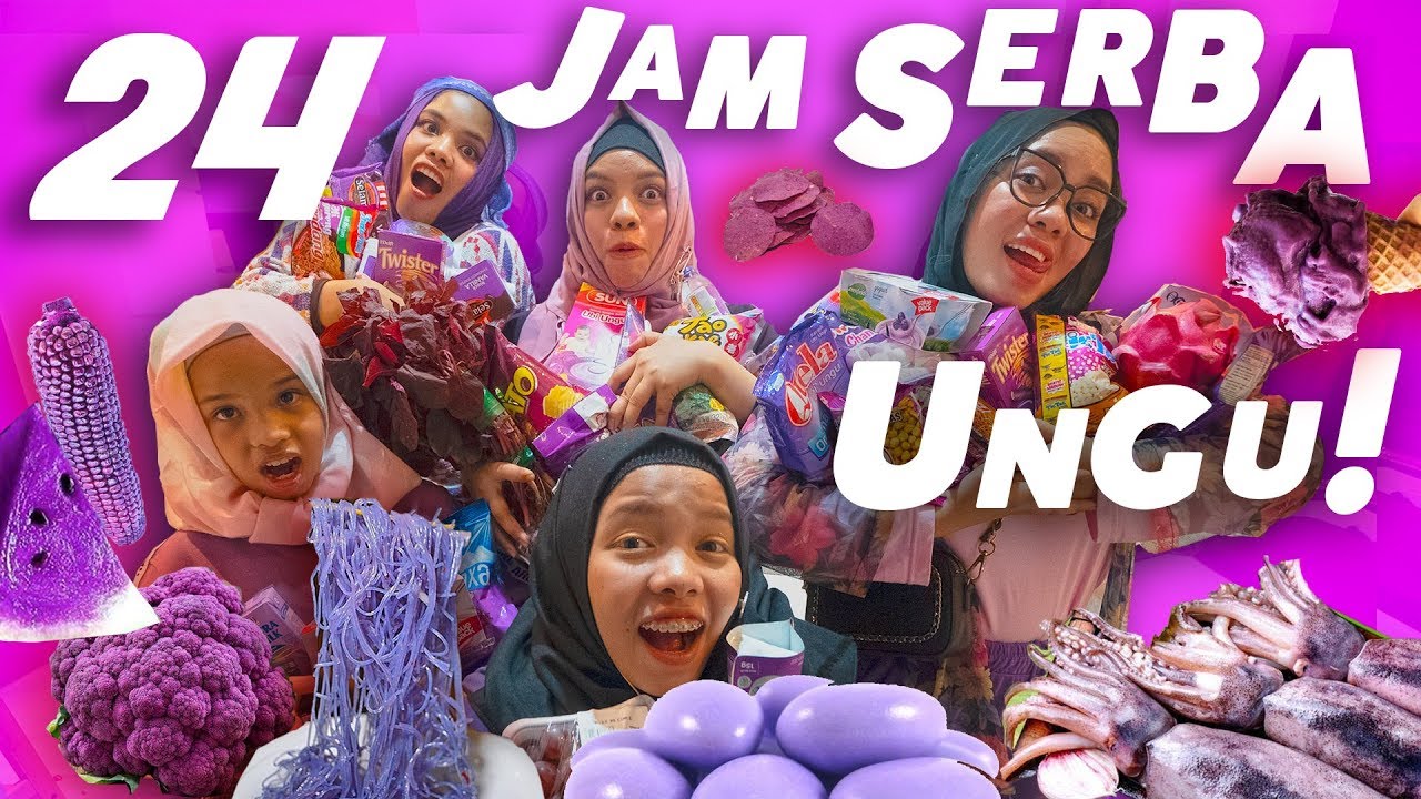 24 JAM Makan Hanya Yg Warna Ungu Semua Diborong, Gen Halilintar Girls Borong Semua
