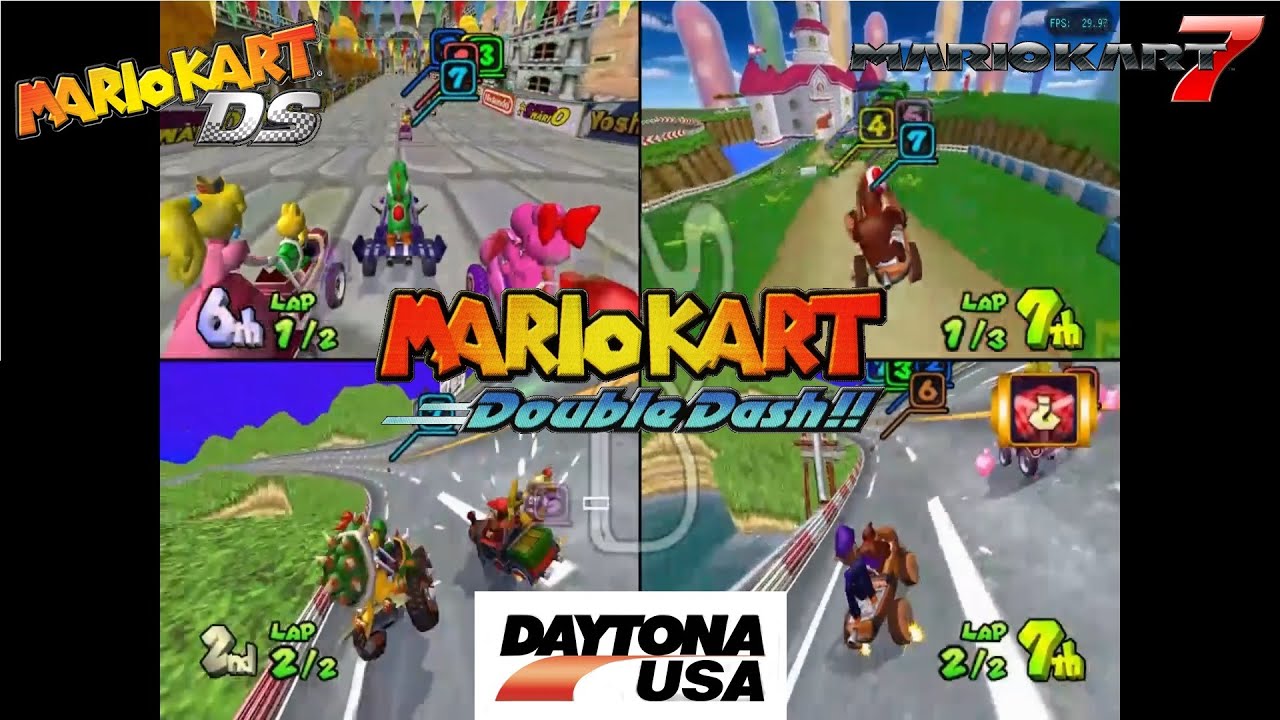 Mario Kart: Double Dash - 8-Player Custom Tracks Online (4-Player View)