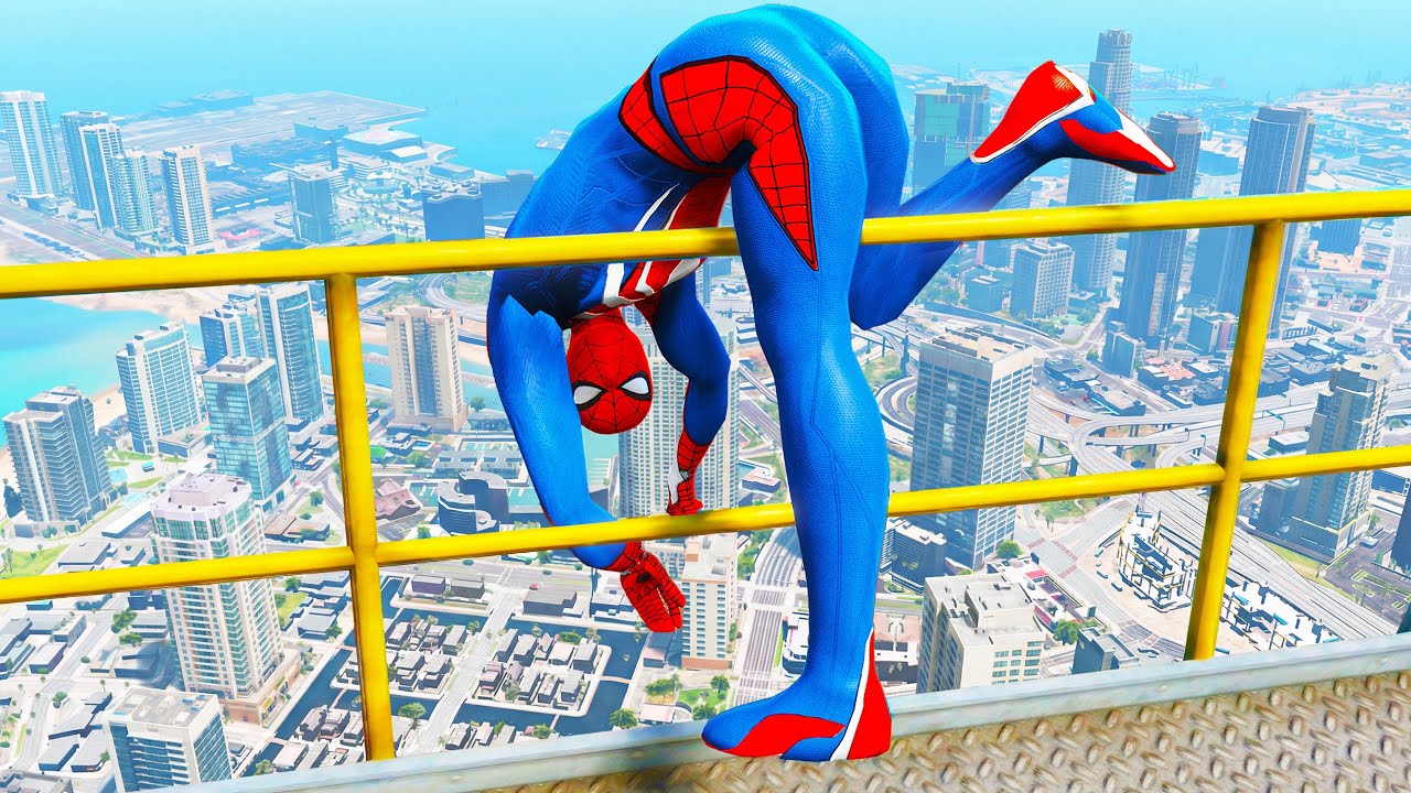 SPIDERMAN CRAZY JUMPS/FALLS #13 (GTA 5 Spider-Man Fails)