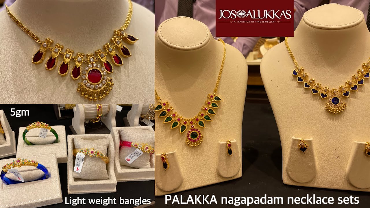 Jos Alukkas gold necklace set& bangles | palakka nagapadam necklace set|Traditional Kerala jewellery