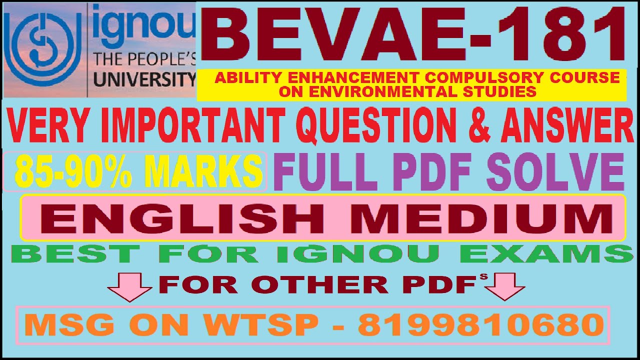 BEVAE 181 important questions answer | bevae 181 solved guess paper | bevae 18 exam notes ignou