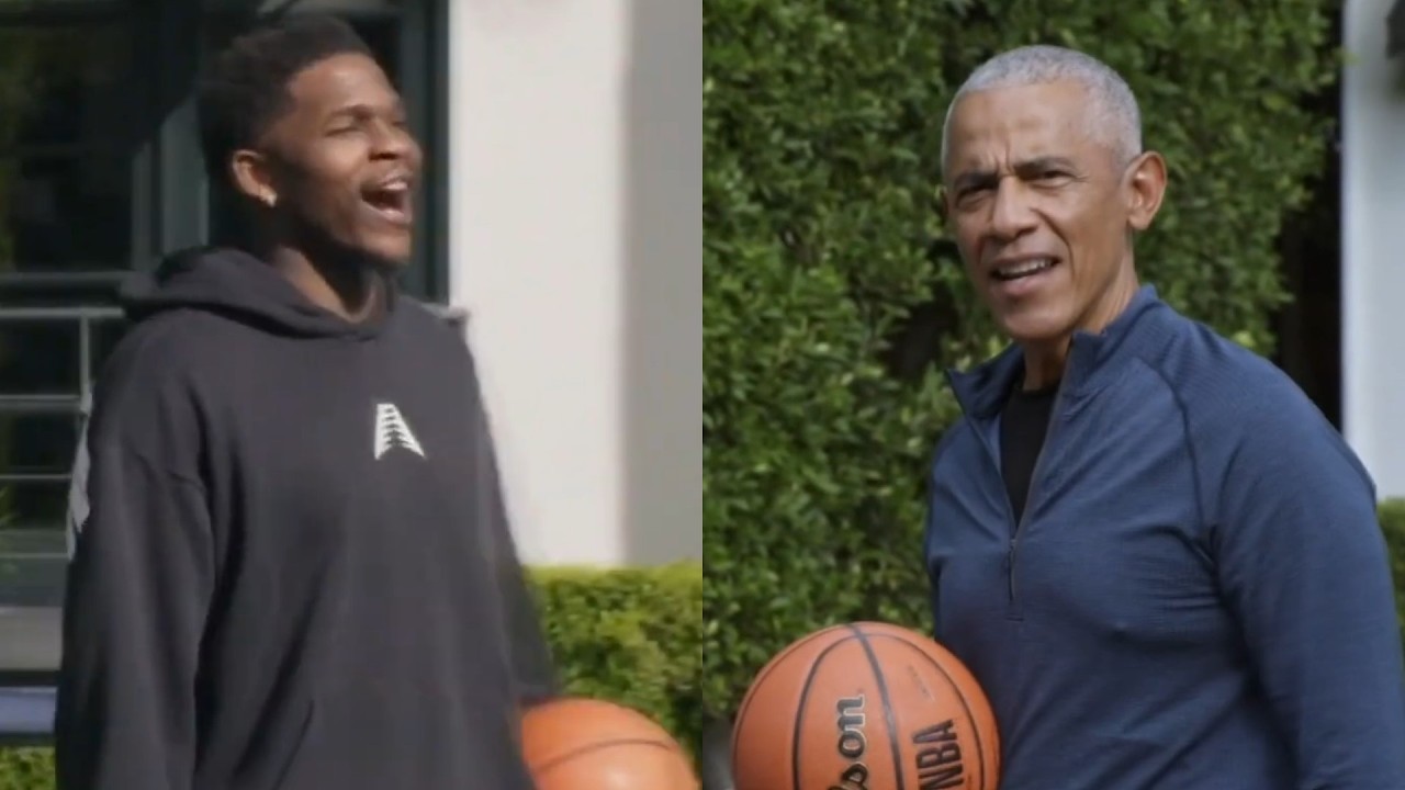 Anthony Edwards and Barack Obama talking trash while shooting hoops for Ad 😂