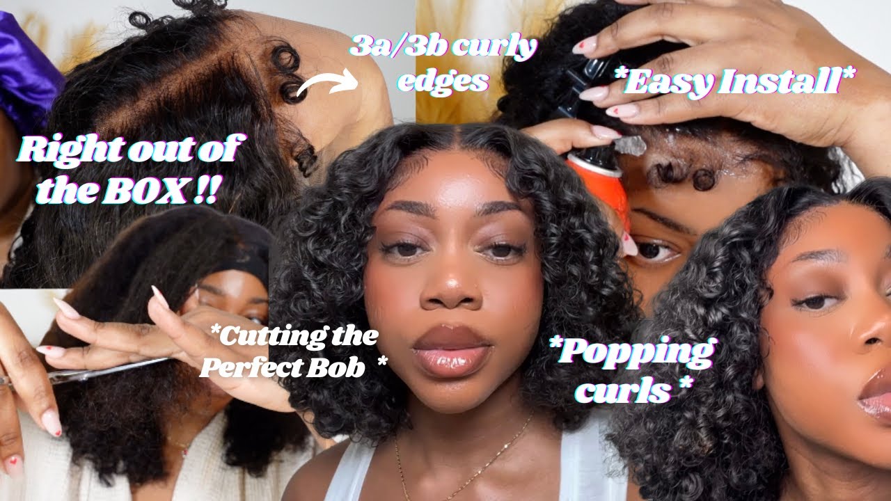 STRAIGHT OUT THE BOX Easy Install!! Perfect Curly Bob For Spring 🌸  3a/3b Curly Edges | OMGHERHAIR