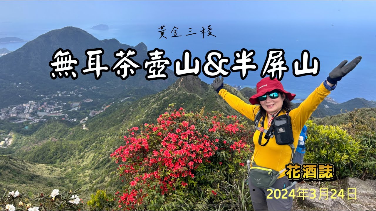 【無耳茶壺山＆半屏山】果然是熱門的登山步道、無論茶壺山或半屏山、沿途都會遇到結伴同行的一群山友、熱鬧非凡。這次剛好碰到金毛杜鵑的花期、鮮豔花朵點綴在稜線上、令人賞心悅目