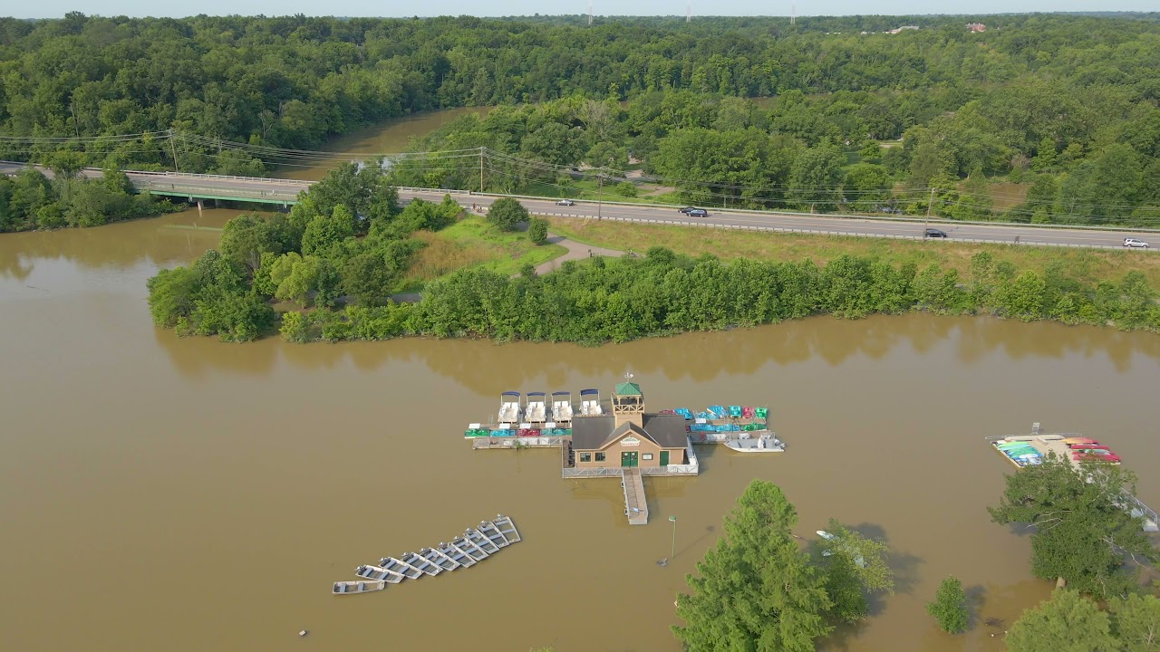 4K Drone Footage - Maiden Voyage for Our New RV - Winton Woods Campground Minor Flooding - July 4th