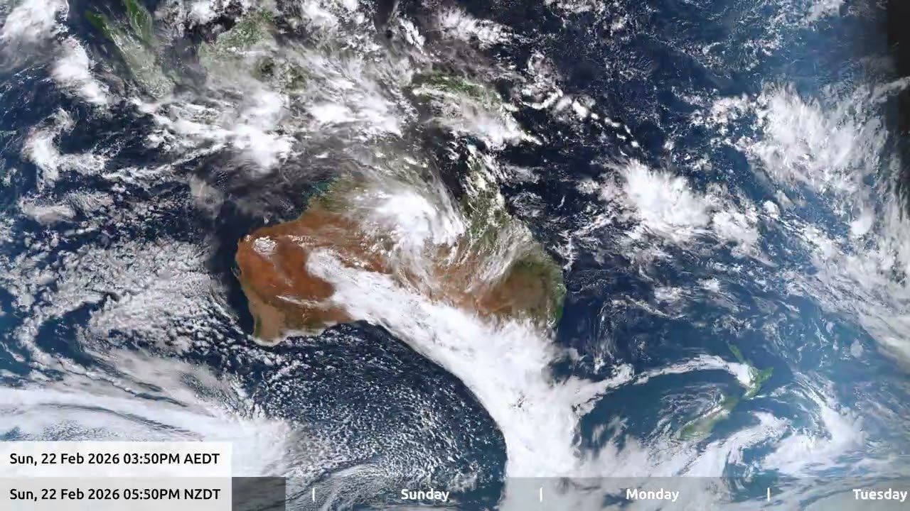 25 Feb 2026, 5 day weather timelapse Australia / New Zealand