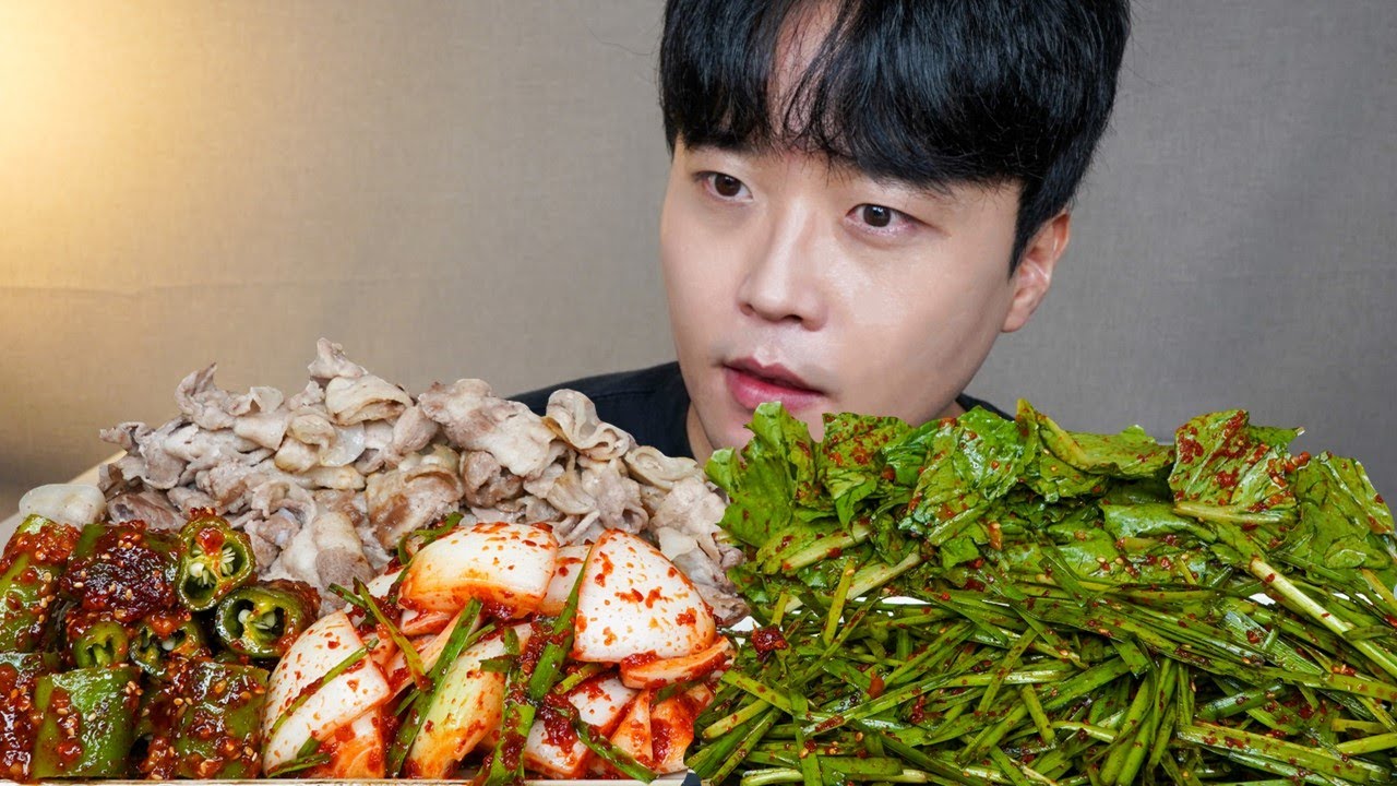 아내표 집밥🍚 대패삼겹살 상추겉절이 부추김치 양파김치 오이고추된장무침 요리 먹방 PORK BELLY & KOREAN KIMCHI ASMR MUKBANG EATING SHOW