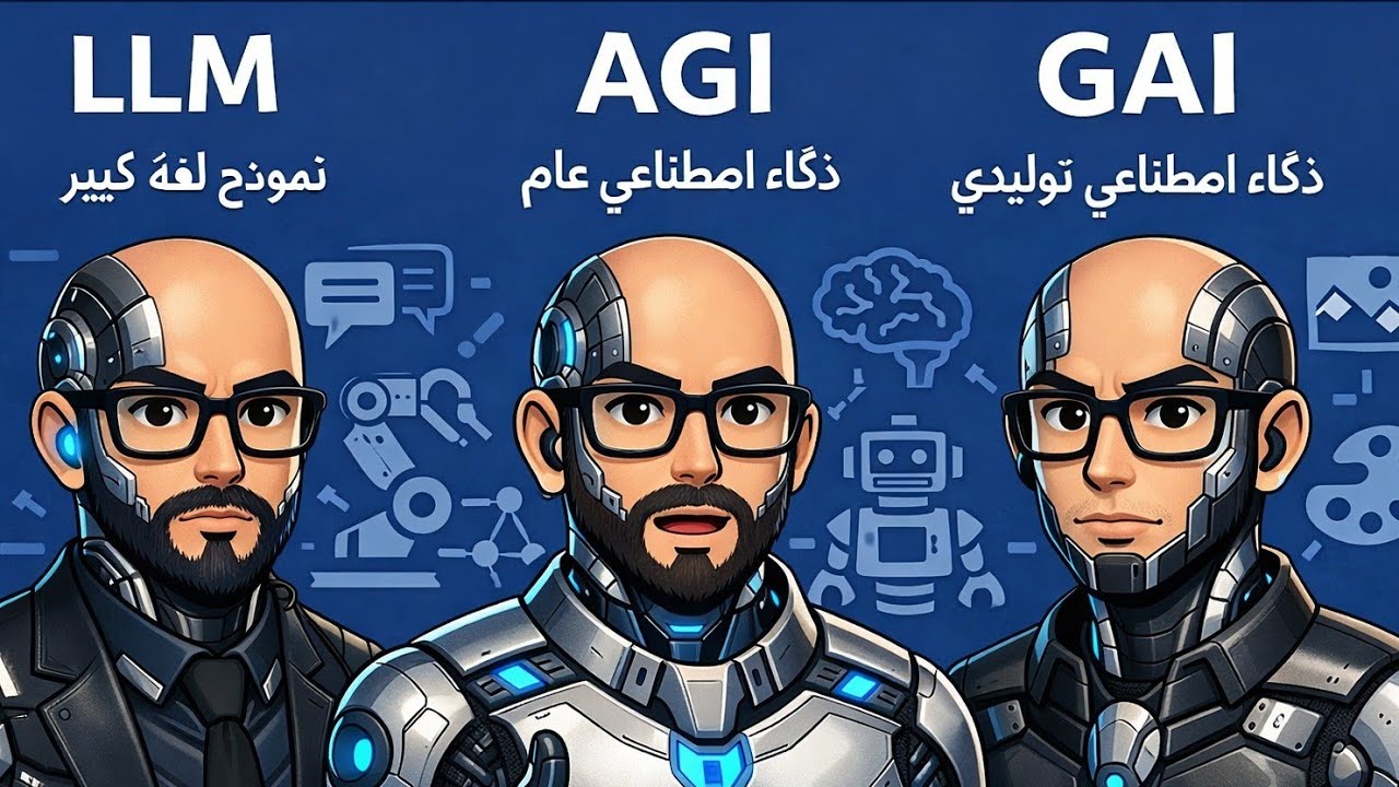 الفرق بين مسميات الذكاء الاصطناعي LLM - AGI - GAI