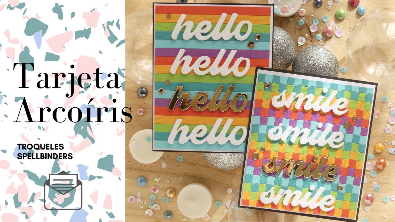 TARJETA CON FONDOS ARCOÍRIS CON SCRAPS Y RESTOS - FRESH PICKED SENTIMENTS @spellbinders