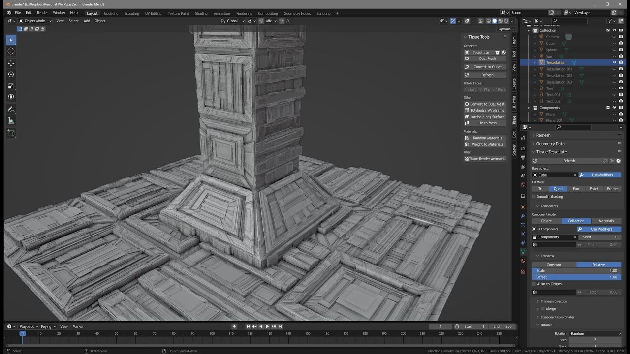 Futuristic Sci-Fi Panels with Blender's Tissue Add-On