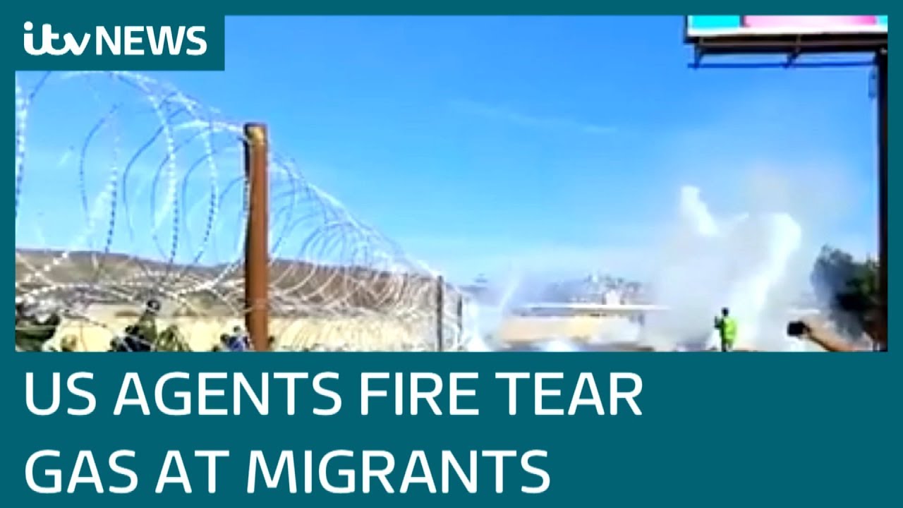 Peaceful march turn into chaos at US/Mexico border | ITV News