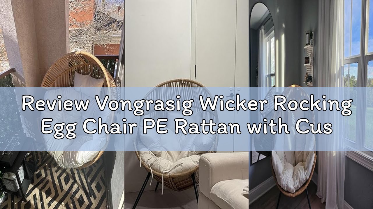 Review Vongrasig Wicker Rocking Egg Chair PE Rattan with Cushion, Oversized Patio Lounge Rocker Chai