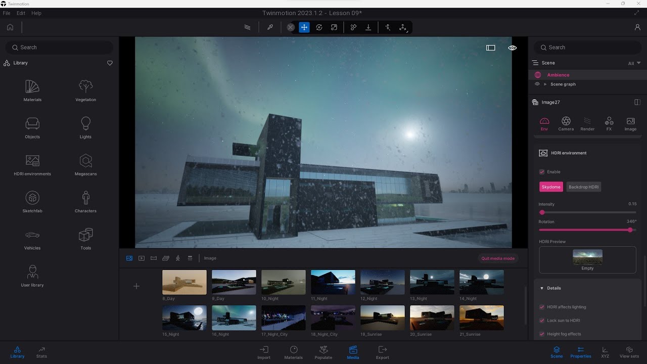 TWINMOTION - Lesson 09 - Manage 3D, Materials and UV Maps, Environment, Rain, Snow, Weather Effects