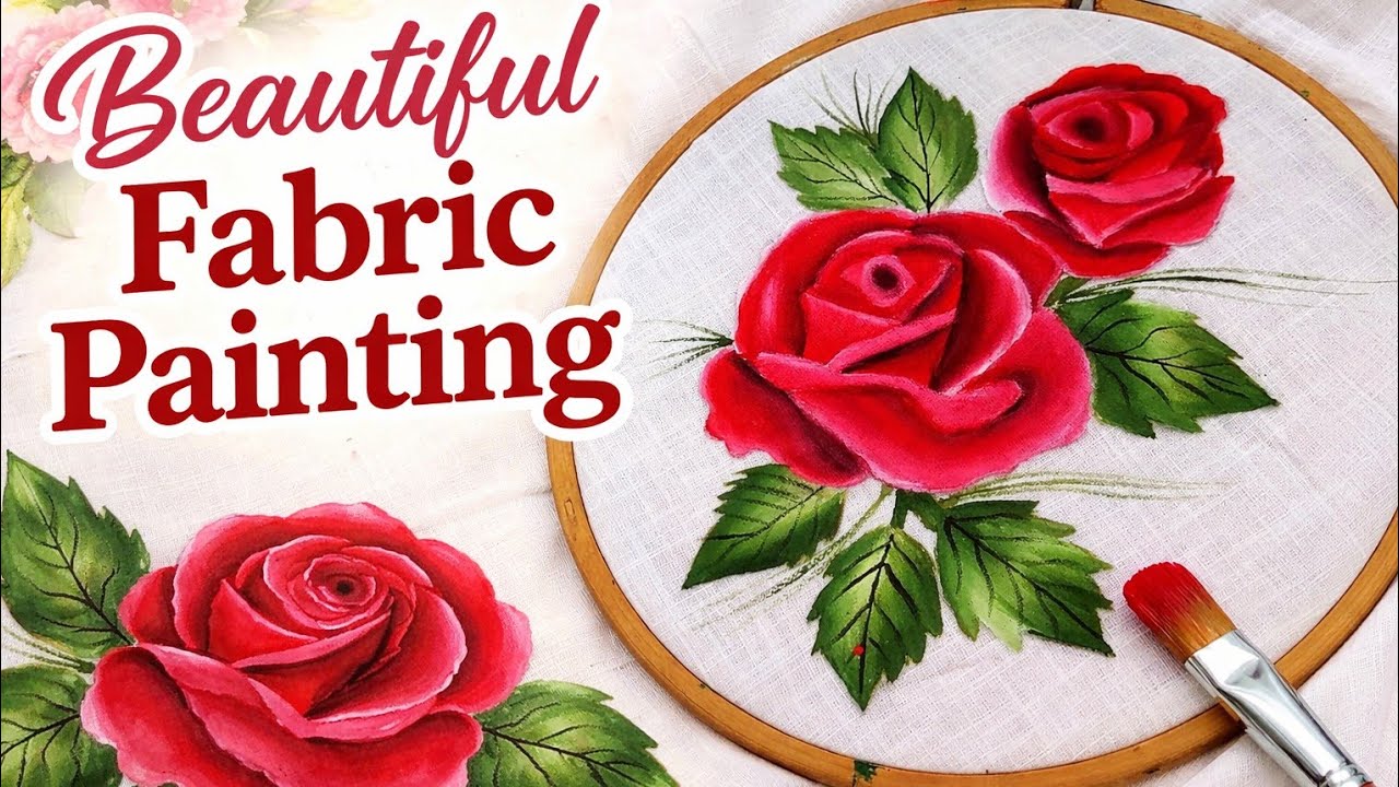 Rose Fabric Painting on Clothes/ गुलाब को कैसे पेंट करें/
