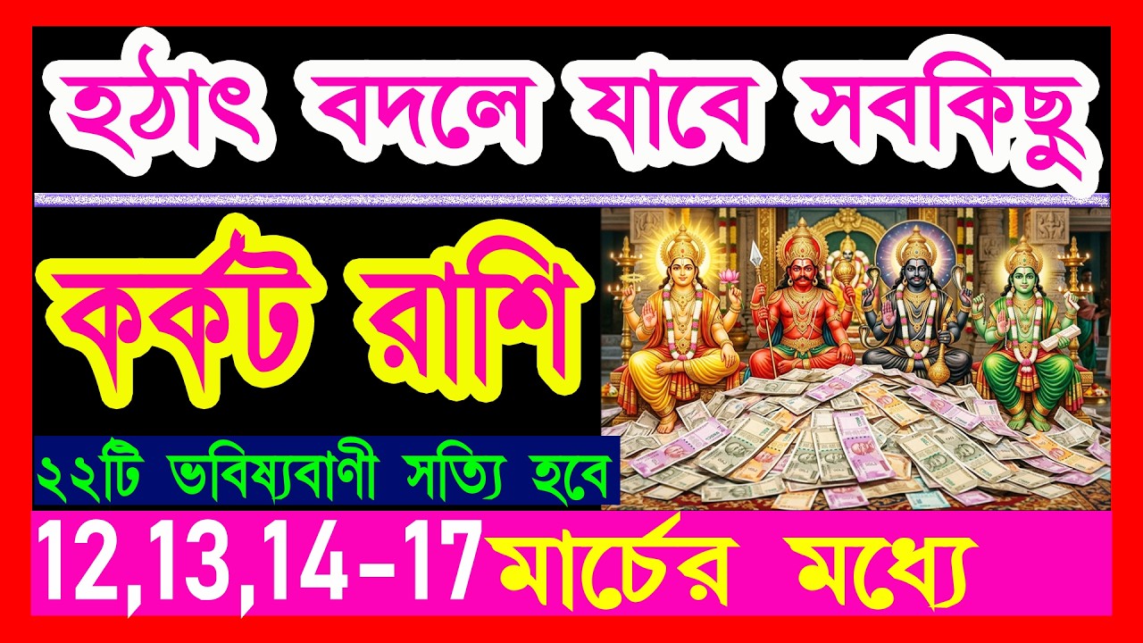 কর্কট রাশি হঠাৎ বদলে যাবে সবকিছু|karkat rashi 12-17 march|karkat rashi march 2026|cancer 2026