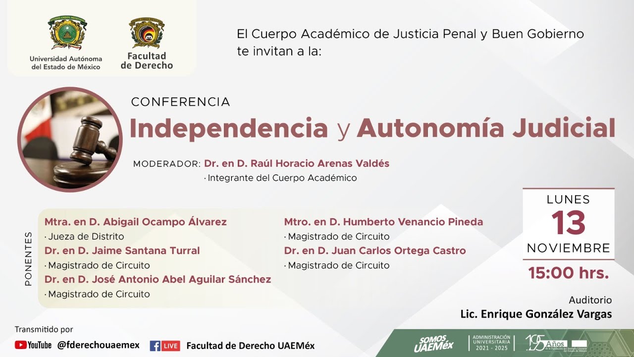 Conferencia: &ldquo;Independencia y Autonom&iacute;a Judicial&rdquo;.