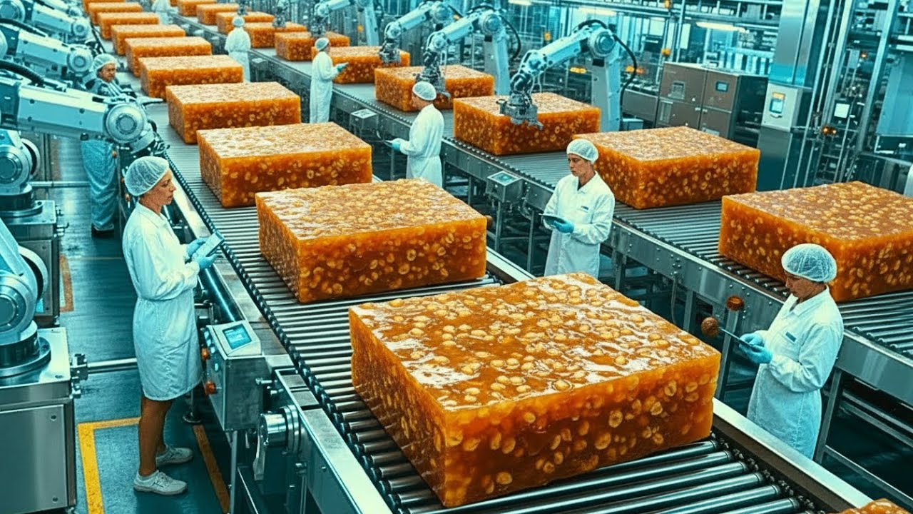 Inside a Modern Peanut Candy Factory | From Roasted Peanuts to Crunchy Peanut Brittle (Full Process)