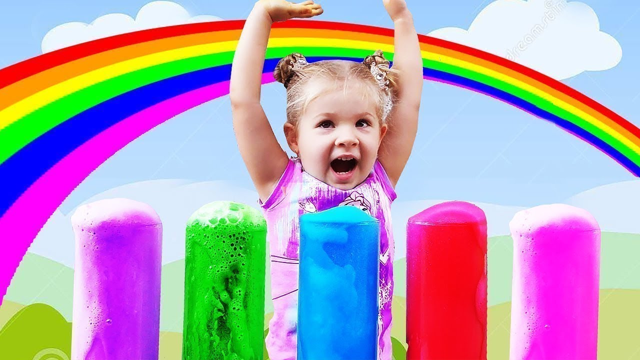 Diana plays with colored Foam