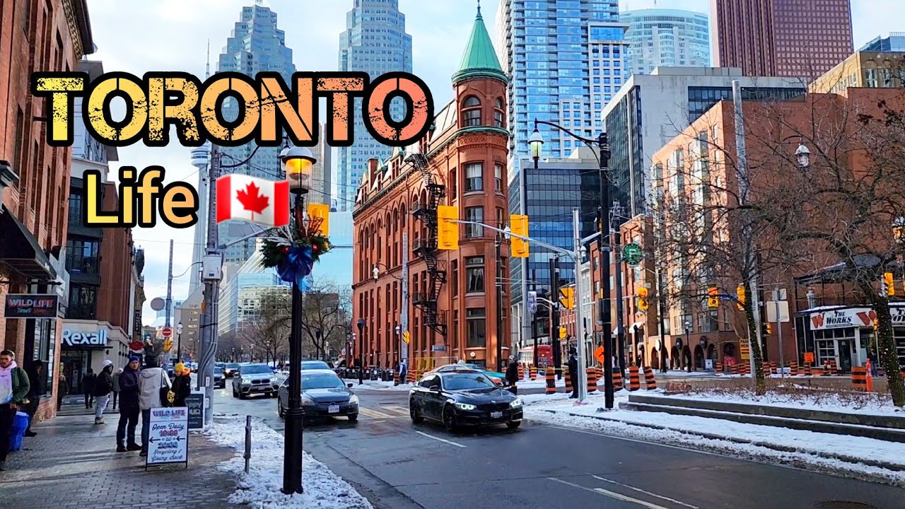 Toronto life, Winter Downtown Toronto, Ontario, Canada 4K