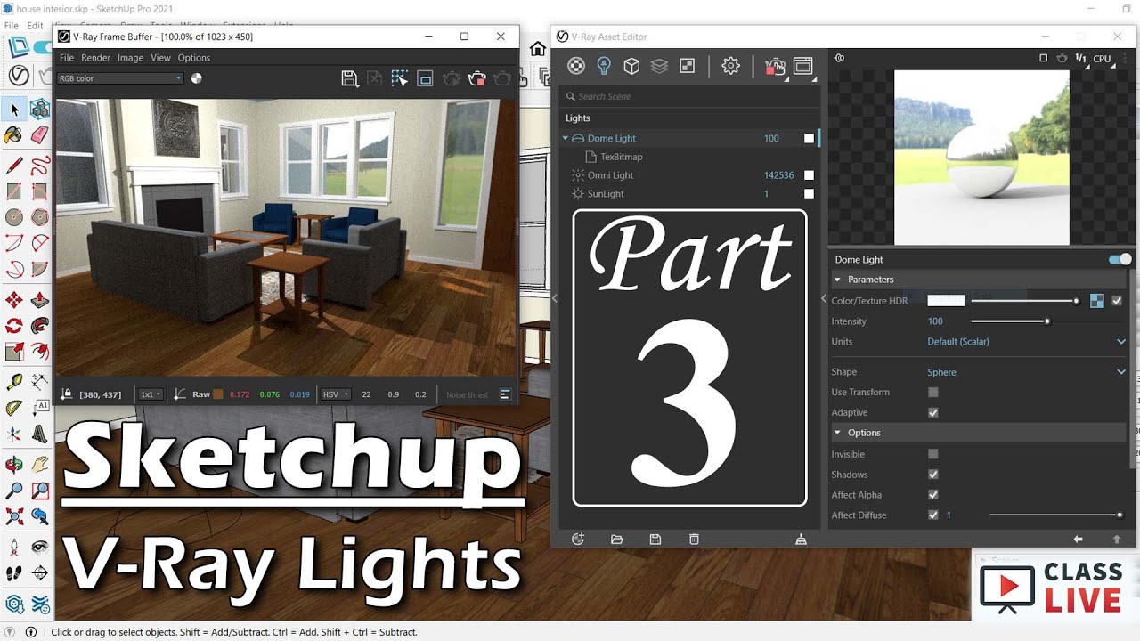 Part - 3 | V-Ray Lights in Sketchup Pro