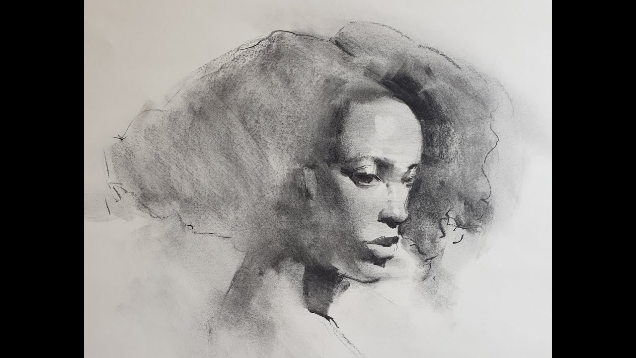 figure sketch 079 - portrait sketch in charcoal