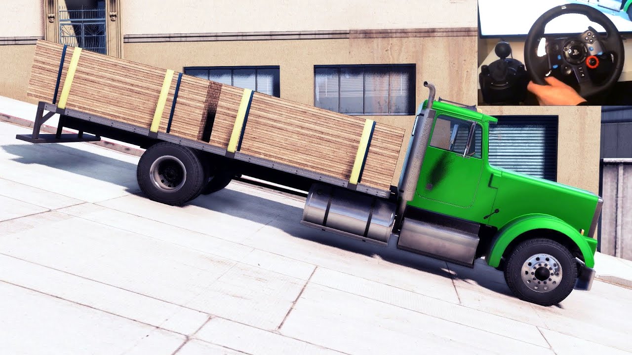 BeamNG Drive - Loaded T65 Flatbed Truck on the West Coast USA | Logitech G29 Gameplay
