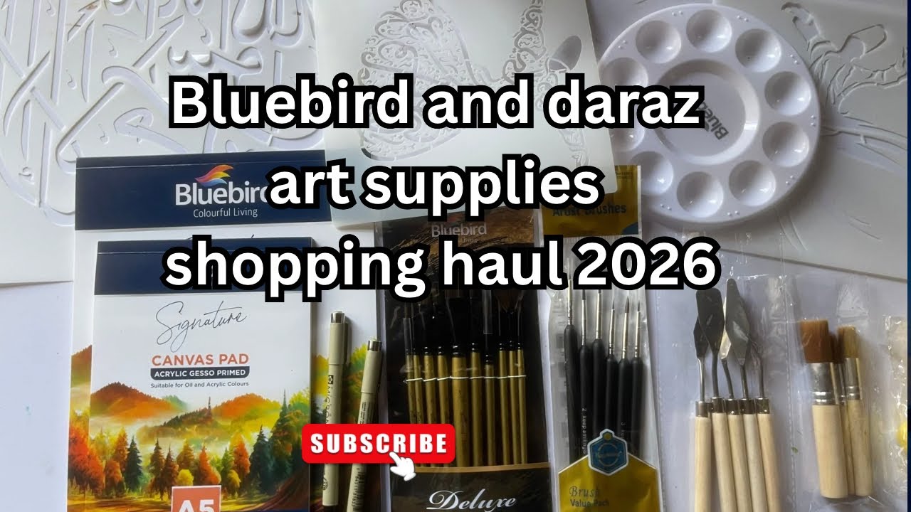 Art supplies shopping haul from bluebird and daraz 2026 | calligraphy stencil from stencil art #yt 