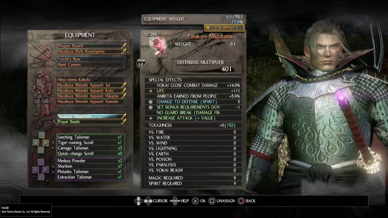 Nioh: Dragon Ninja/Izanagi build - Max Damage 999999 Iai