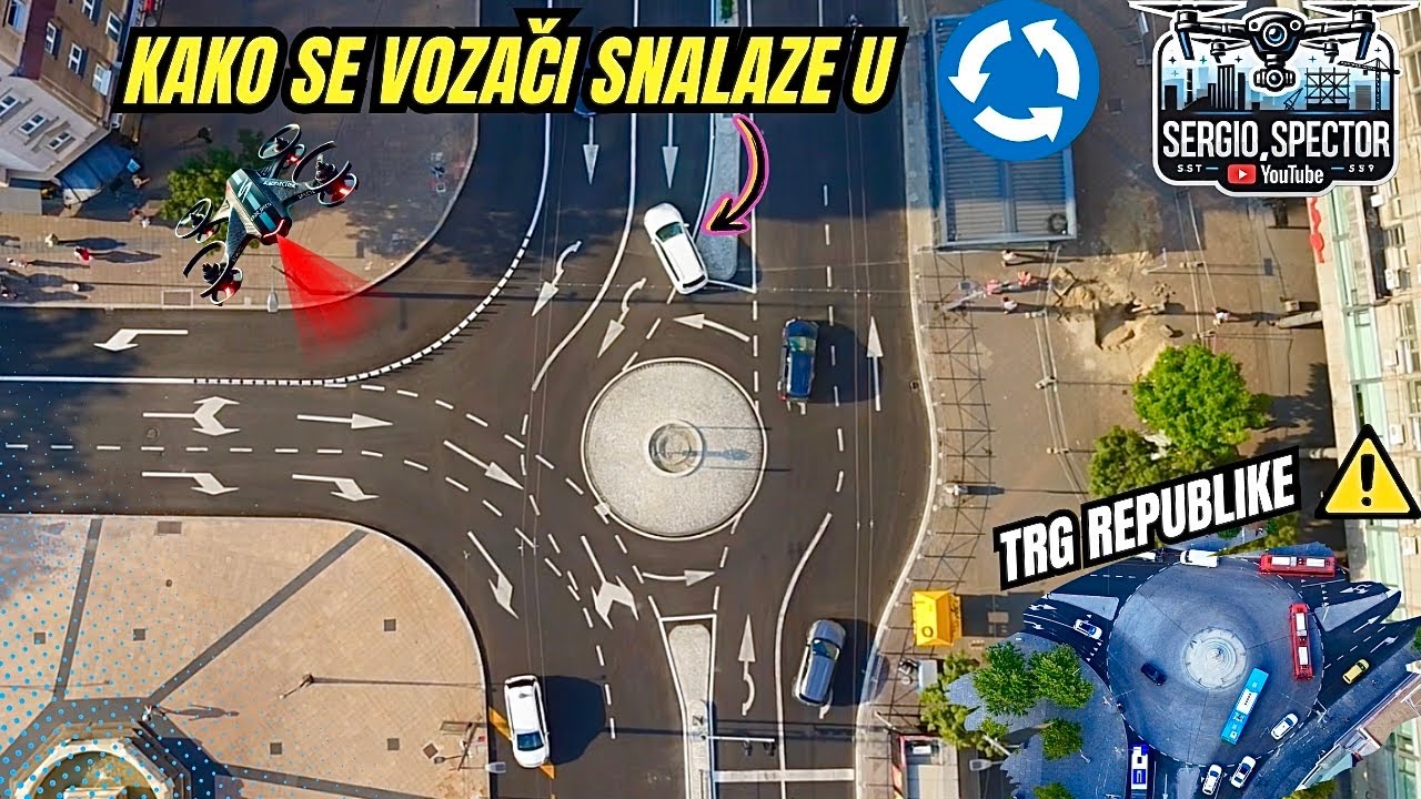 Kružni tok TERAZIJE i Trg Republike iz drona saobraćaj i snalaženje, otvorena Karađorđeva #beograd