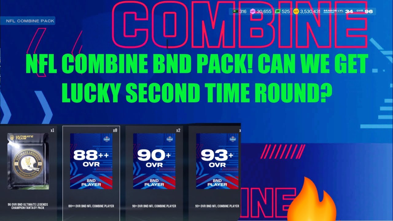 NFL COMBINE BND PACK! CAN WE GET LUCKY SECOND TIME OF 88++ ROUND, Madden 26 Ultimate Team