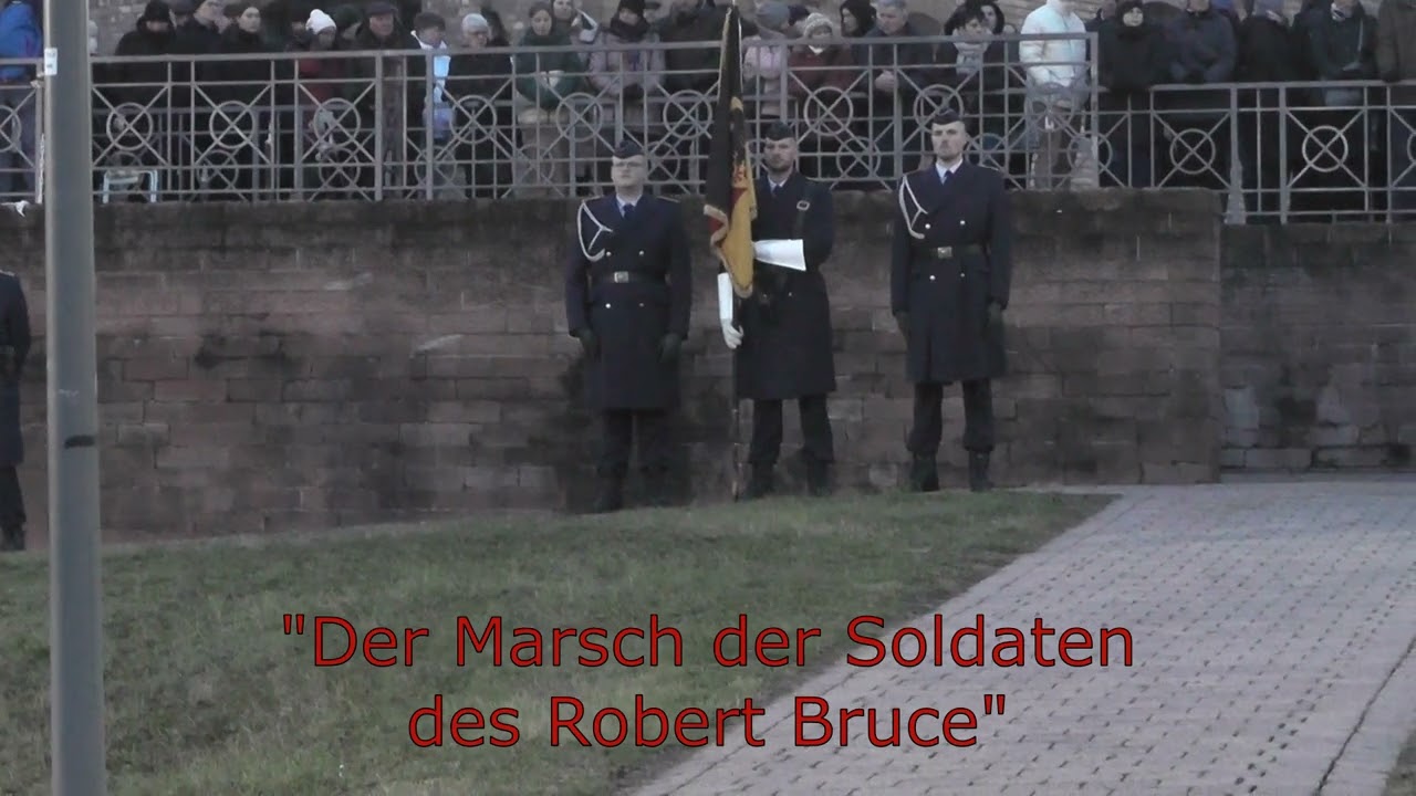 Marsch der Soldaten des Robert Bruce. HMK Koblenz- Gelöbnis 7.12.23 Germersheim Teil 5/8