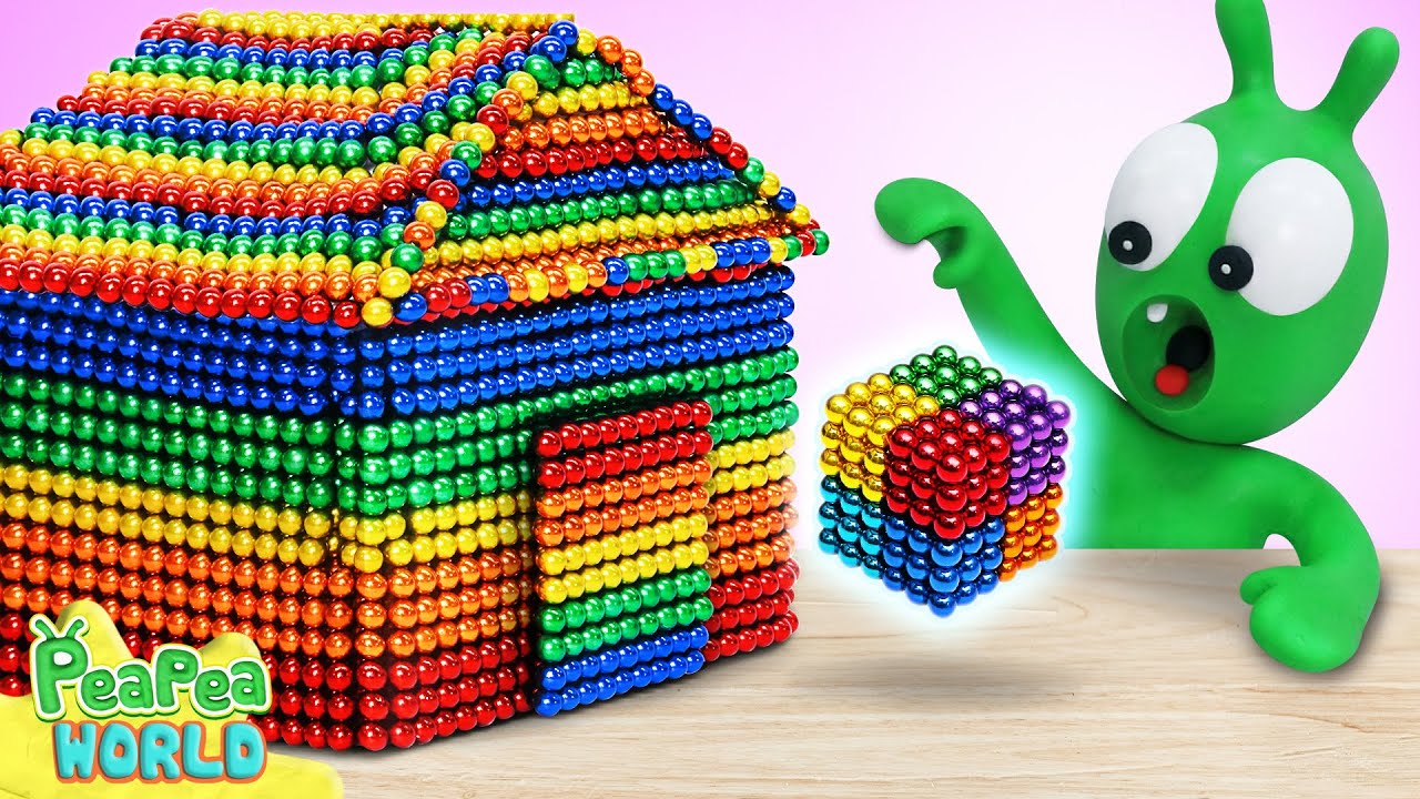 Pea Pea Build Rainbow House with Magnet Balls 🌈 Pea Pea World