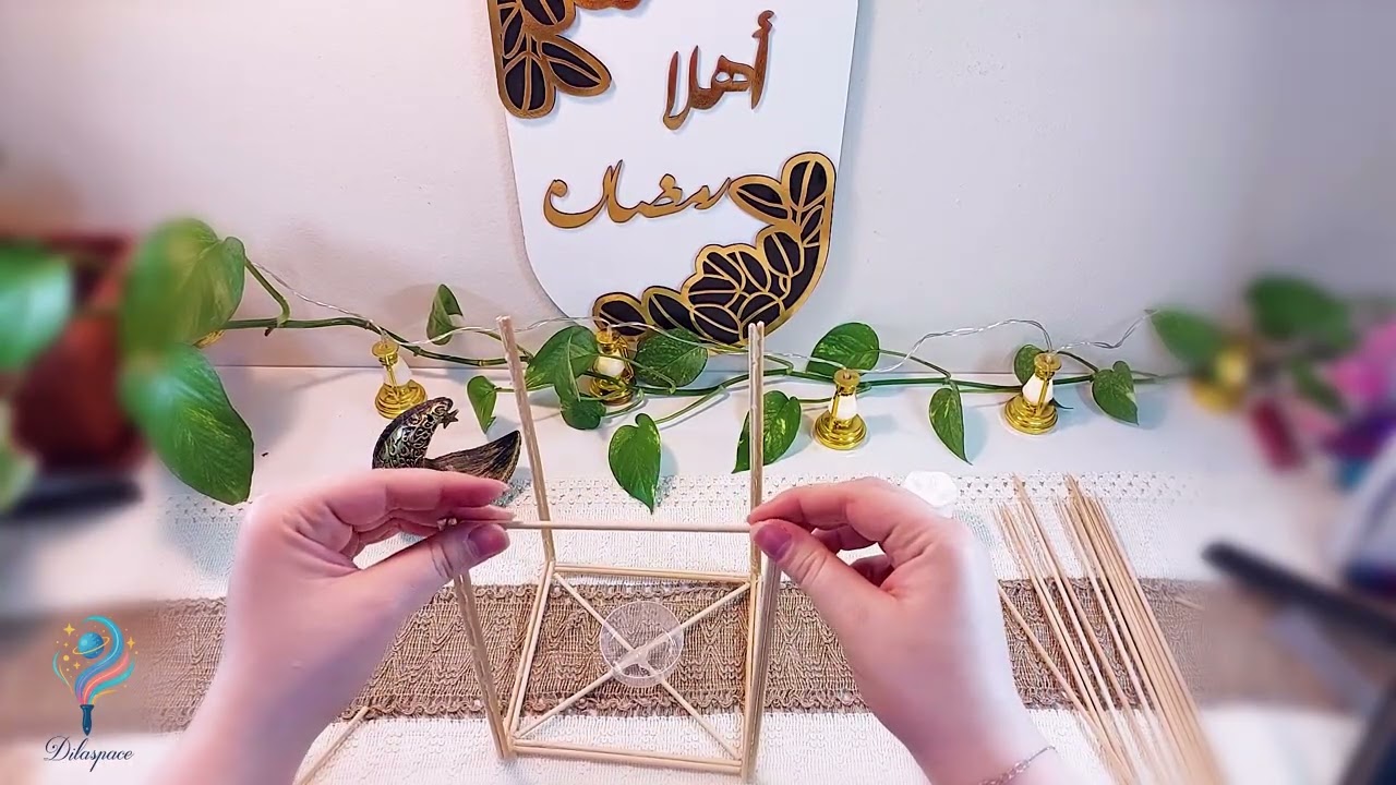 صناعة فانوس رمضان بالعيدان الخشبية فكرة جميلة لزينة رمضان 🌙DIY Ramadan Lantern with Wooden Sticks🌙🕯️