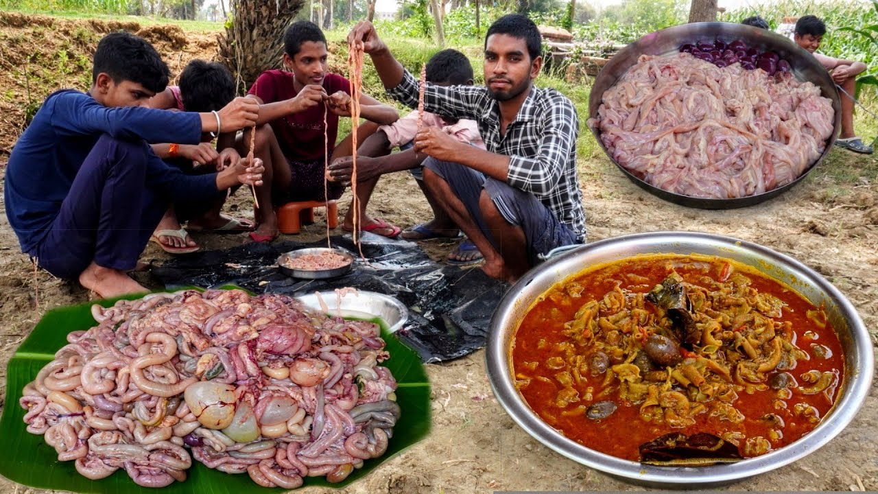 पोल्ट्री मुर्गी का पचौनी साफ करने का सही तरीका |chicken pachauni recipe cooking & eating in village