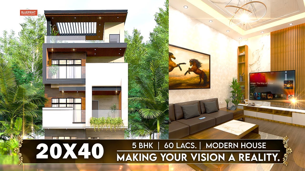 Complete 20*40 House Design | 5 BHK | Floor Plan + Interior