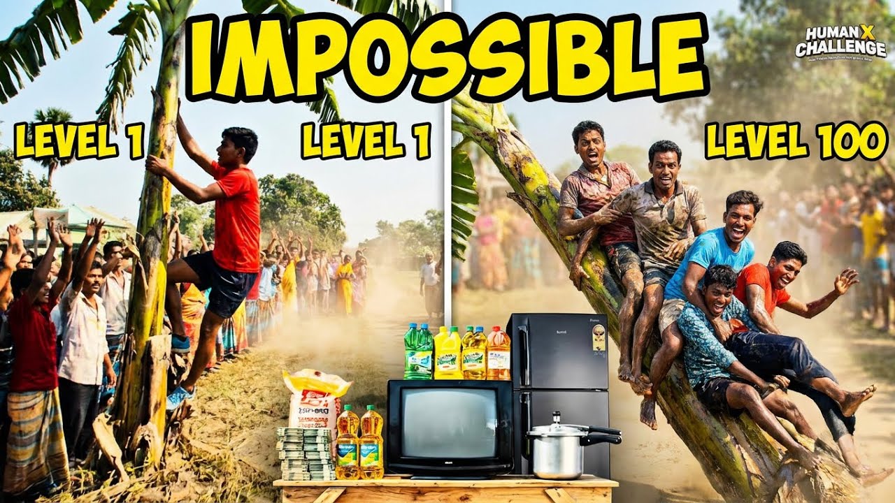 Don't Slip! 😱 Impossible Oily Banana Tree Challenge (99% FAILED)