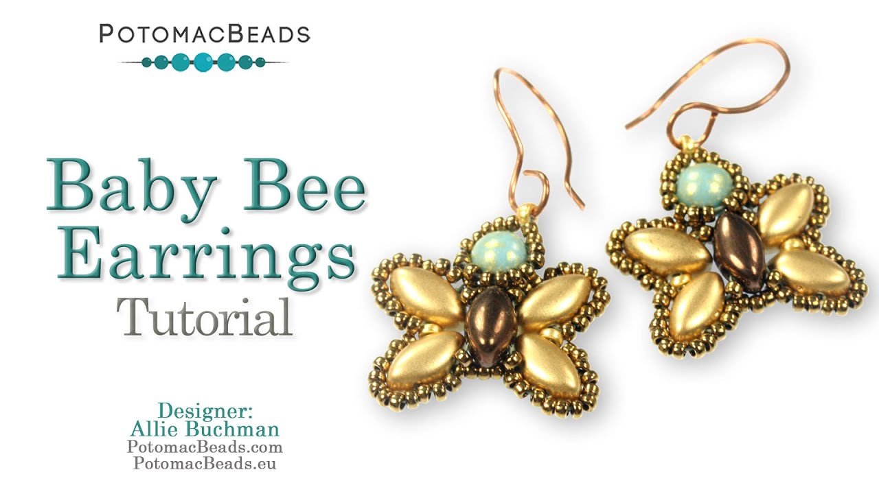 Baby Bee Earrings- DIY Jewelry Making Tutorial by PotomacBeads