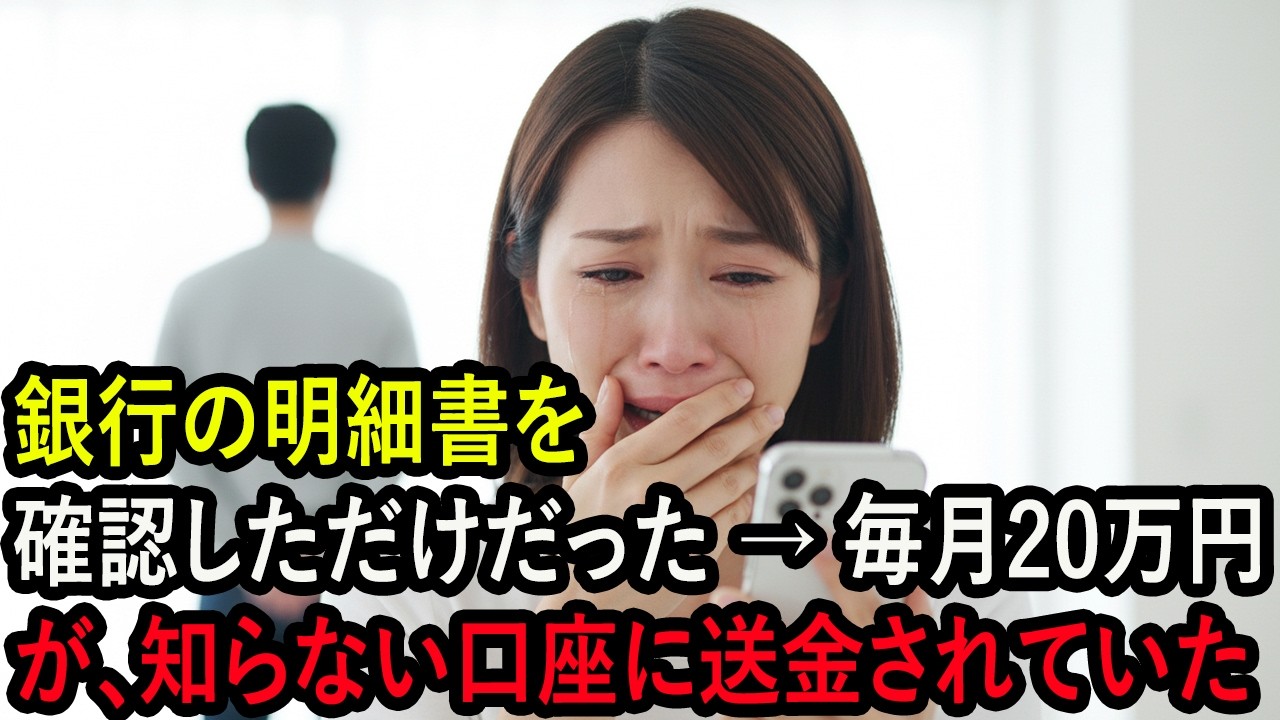 銀行の明細書を確認しただけだった → 毎月20万円が、知らない口座に送金されていた